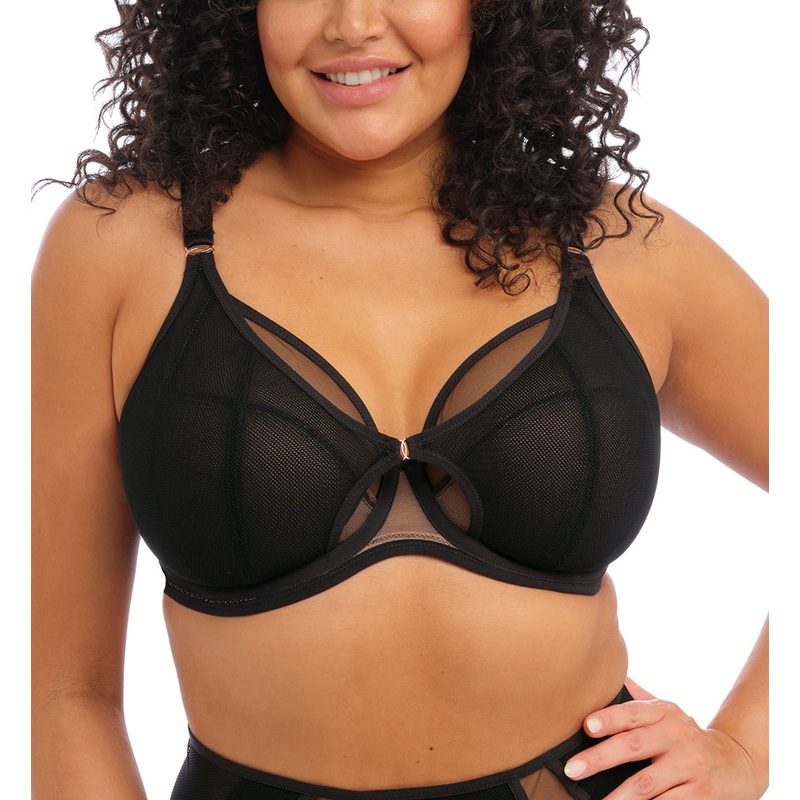 Elomi Kintai Peek-a-Boo Plunge Underwire Bra (301202) – Black