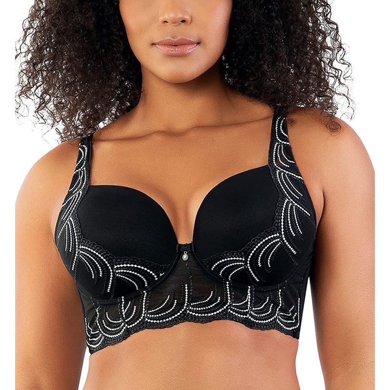 Parfait Pearl Longline Plunge Underwire Bra (P6091) – Black