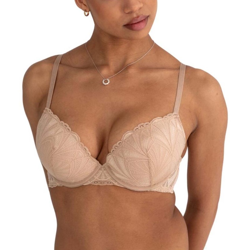 Pour Moi New Romance Plunge Push Up Underwire Bra (184002) – Almond
