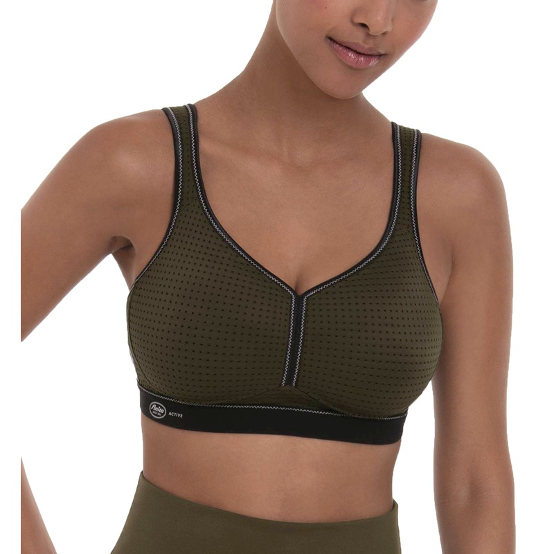Anita Performance Mesh Max Support Softcup Sports Bra (5566) – Dark Olive/Black