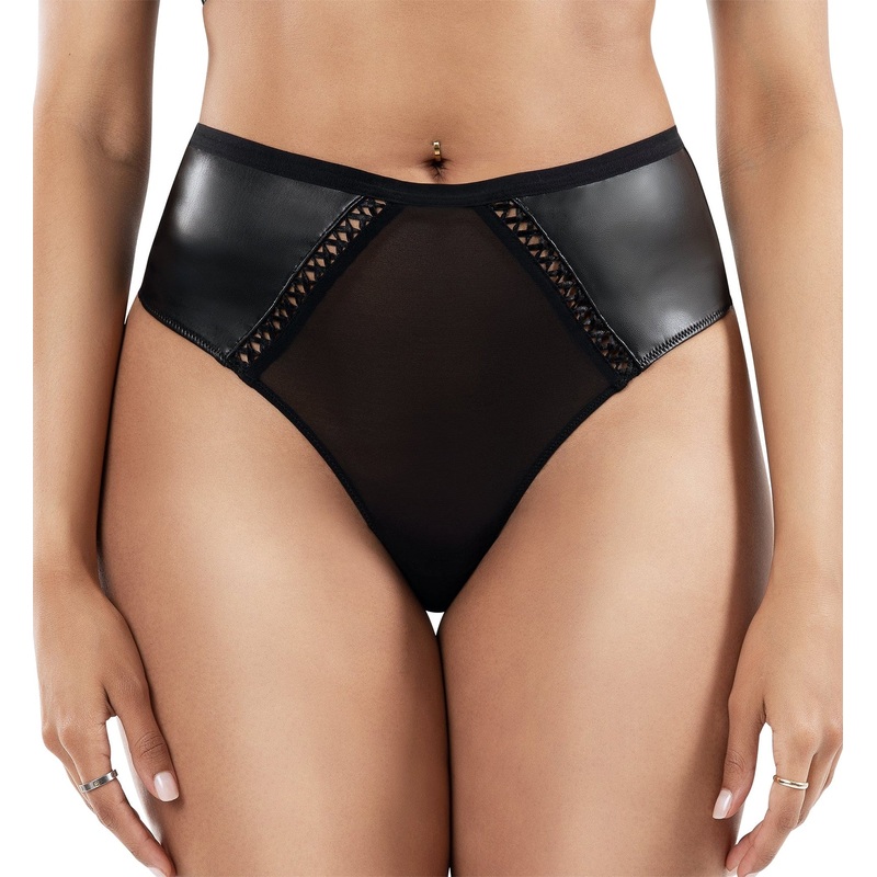 Parfait Stevie Faux Leather High Waist Thong (P50124) – Black