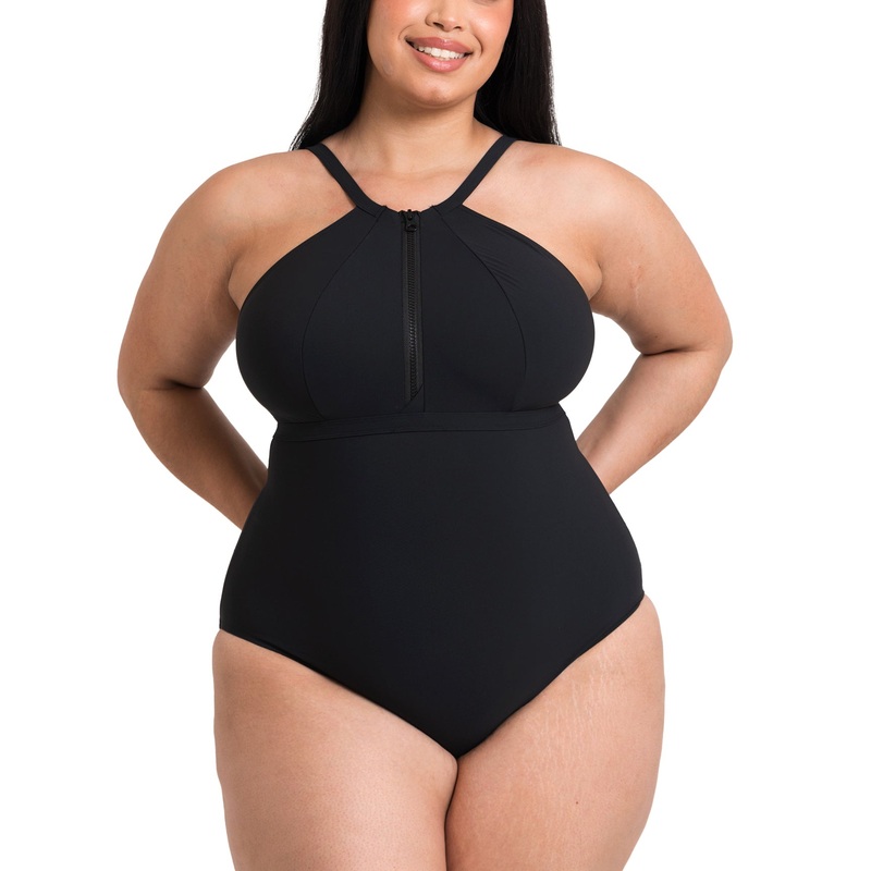 Curvy Kate Zip Tide Non-Wired Multiway Swimsuit (CS035606) – Black