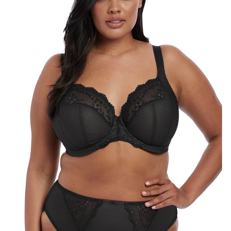 Elomi Charley Banded Stretch Lace Plunge Underwire Bra (4382) – Black