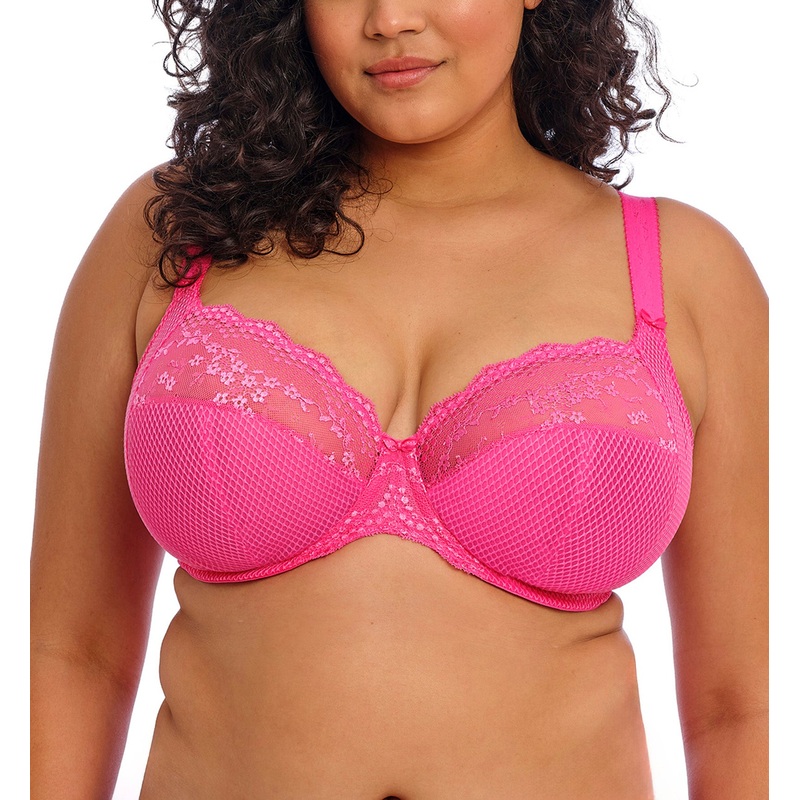 Elomi Charley Banded Stretch Lace Plunge Underwire Bra (4382) – Pink