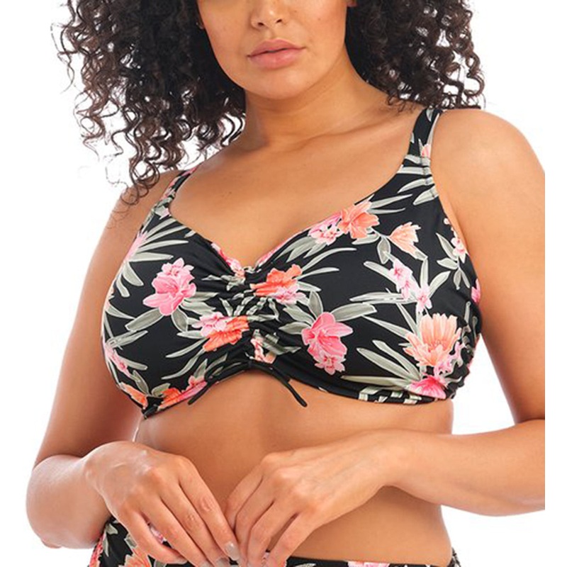 Elomi Dark Tropics Adjustable Crop Top Underwire Bikini (ES800106) – Black
