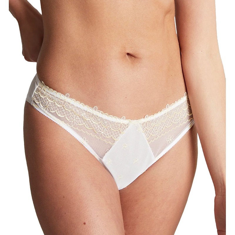 Cleo by Panache Blossom Brazilian Brief (10582) – White/Lemon