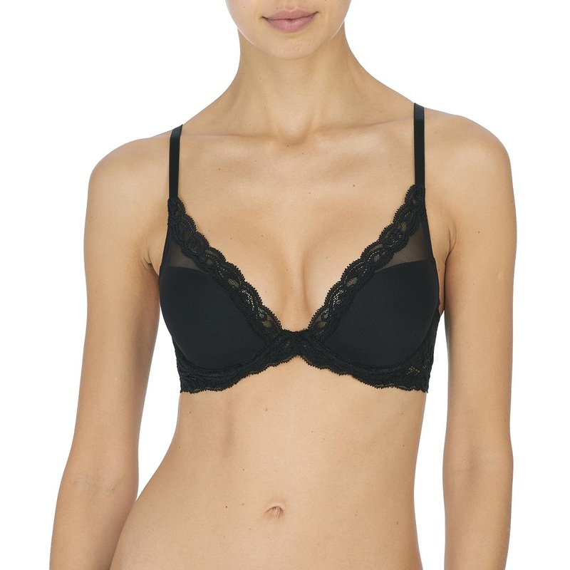Natori Feathers Contour Plunge Underwire Bra (730023) – Black