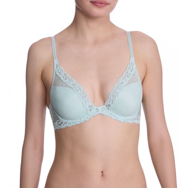 Natori Feathers Contour Plunge Underwire Bra (730023) – Whipped Mint Lace/Mint Glass